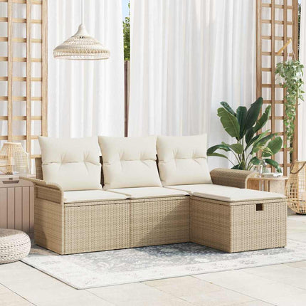 Trädgårdsoffset 4 st Beige och gräddfärgad konstrotting