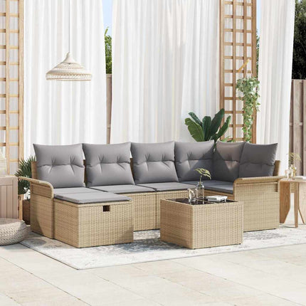 Trädgårdsoffset 7 st Beige och Ljusgrå konstrotting