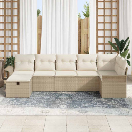 Trädgårdsoffset 7 pcs Beige och gräddfärgad konstrotting