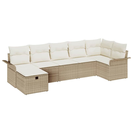 Trädgårdsoffset 7 pcs Beige och gräddfärgad konstrotting