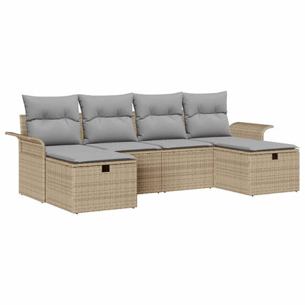 Trädgårdsoffset 6 st Beige och Ljusgrå konstrotting