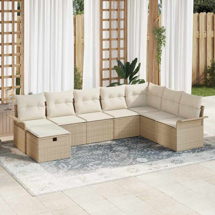 Trädgårdsoffset 8 pcs Beige och gräddfärgad konstrotting
