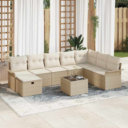 Trädgårdsoffset 9 pcs Beige och gräddfärgad konstrotting