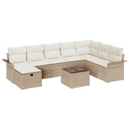 Trädgårdsoffset 9 pcs Beige och gräddfärgad konstrotting