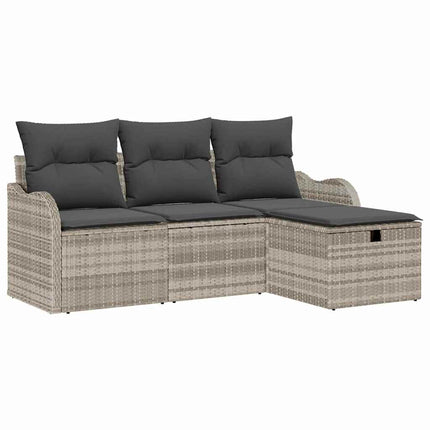 Trädgårdsoffset med kudde 4 pcs Ljusgrå konstrotting