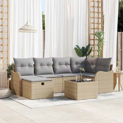 Trädgårdsoffset 7 st 6-Antal sittplatser Beige och Ljusgrå