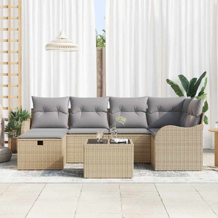 Trädgårdsoffset 7 st 6-Antal sittplatser Beige och Ljusgrå