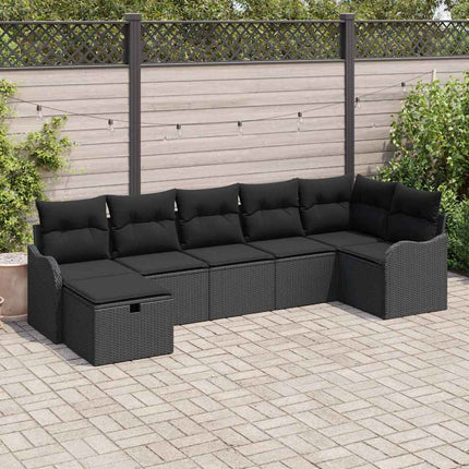 Soffset med kudde med lagring 7 pcs Svart konstrotting