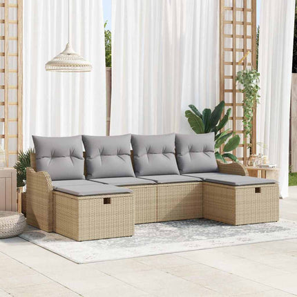 Soffset 6 st 6-Antal sittplatser Beige och Ljusgrå konstrotting