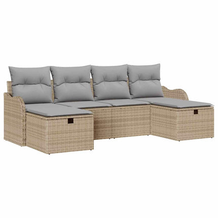 Soffset 6 st 6-Antal sittplatser Beige och Ljusgrå konstrotting