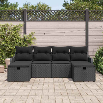 Soffset med kudde med lagring 6 pcs Svart konstrotting