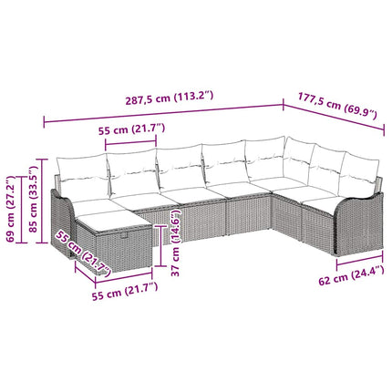 Soffset 8 st 8-Antal sittplatser Svart och kräm konstrotting