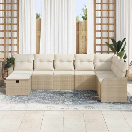 Soffset med kudde 8 pcs Beige och gräddfärgad konstrotting