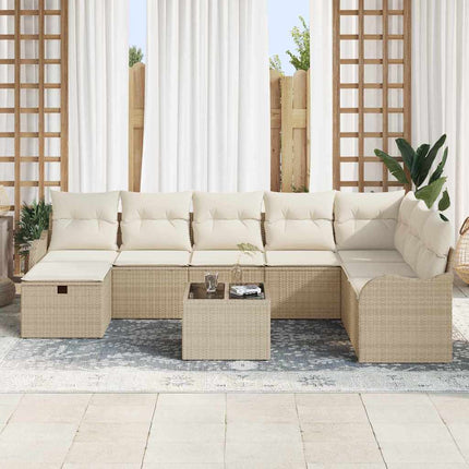 Soffset med kudde 9 pcs Beige och gräddfärgad konstrotting