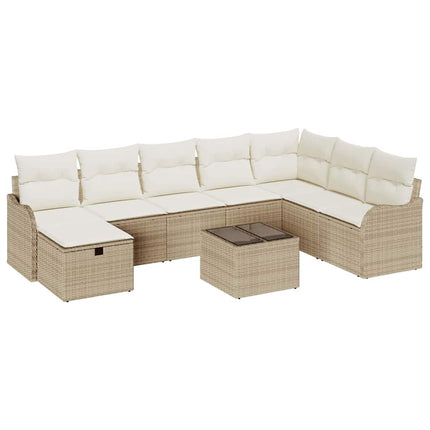 Soffset med kudde 9 pcs Beige och gräddfärgad konstrotting