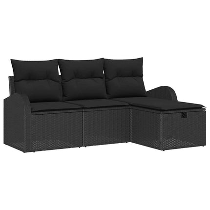 Soffset med kudde med lagring 4 pcs Svart konstrotting