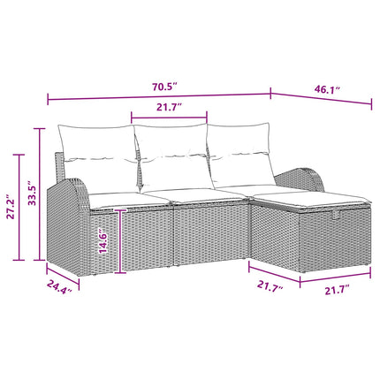 Soffset 4 st 4-Antal sittplatser Brun och Röd konstrotting