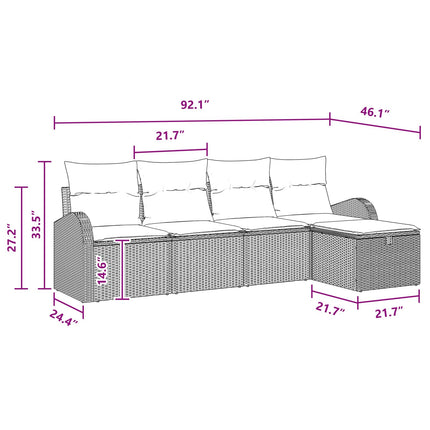Soffset 5 st 5-Antal sittplatser Brun och Röd konstrotting