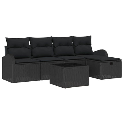 Soffset med kudde med lagring 6 pcs Svart konstrotting