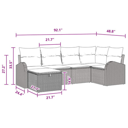Soffset 6 st 6-Antal sittplatser Brun och Röd konstrotting