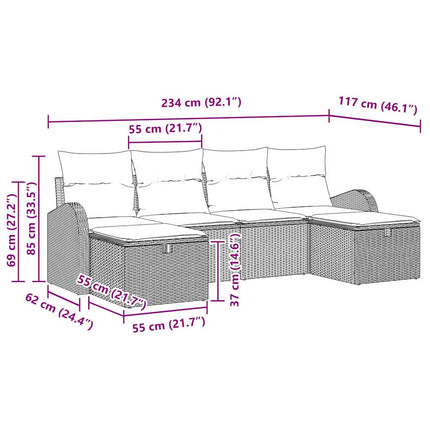 Soffset med kudde med lagring 6 pcs Ljusgrå konstrotting
