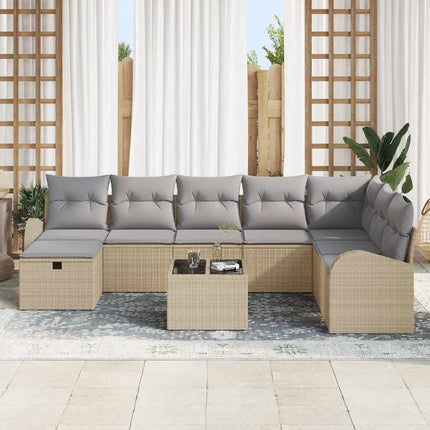 Soffset 9 st beige och ljusgrå konstrotting