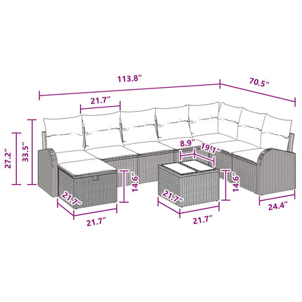 Soffset 9 st 8-Antal sittplatser Brun och Röd konstrotting