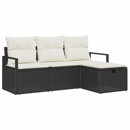 Soffset med kudde med lagring 4 pcs Svart och kräm konstrotting