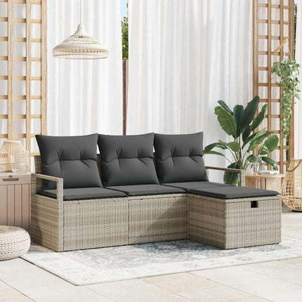 Soffset med kudde med lagring 4 pcs Ljusgrå konstrotting