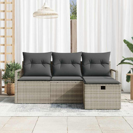 Soffset med kudde med lagring 4 pcs Ljusgrå konstrotting