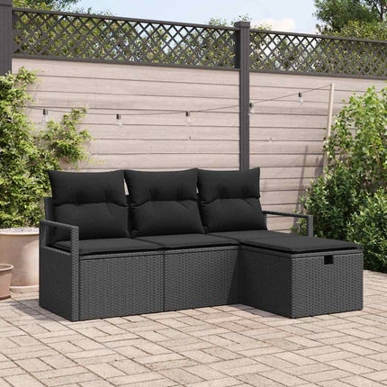 Soffset med kudde med lagring 4 pcs Svart konstrotting