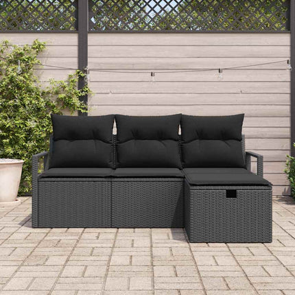 Soffset med kudde med lagring 4 pcs Svart konstrotting