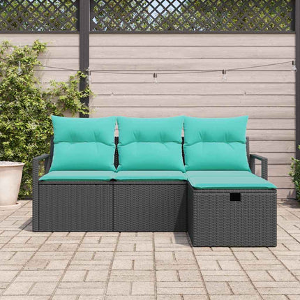 Soffset med kudde 4 pcs Svart och turkos konstrotting