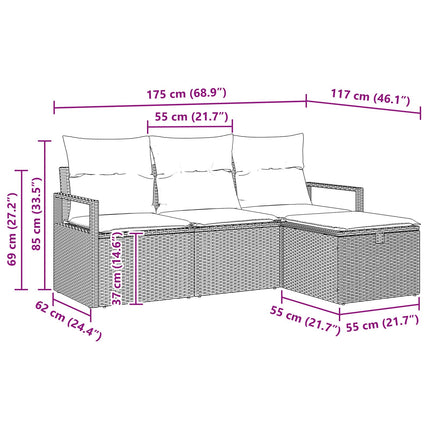 Soffset med kudde 4 pcs Svart och turkos konstrotting
