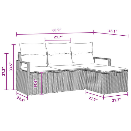 Soffset 4 st 4-Antal sittplatser Svart och turkos konstrotting