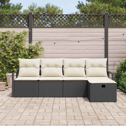 Soffset med kudde med lagring 5 pcs Svart och kräm konstrotting