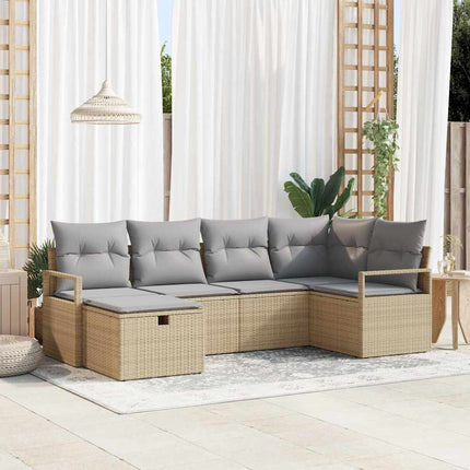 Soffset 6 st 6-Antal sittplatser Beige och Ljusgrå konstrotting