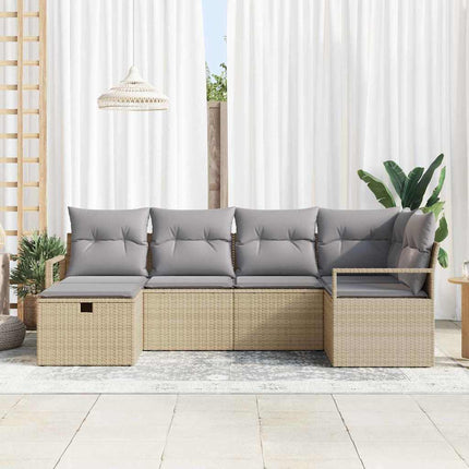 Soffset 6 st 6-Antal sittplatser Beige och Ljusgrå konstrotting
