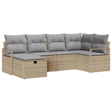Soffset 6 st 6-Antal sittplatser Beige och Ljusgrå konstrotting