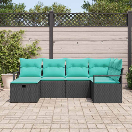 Soffset med kudde 6 pcs Svart och turkos konstrotting