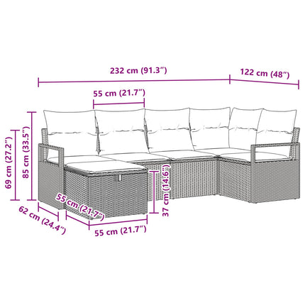 Soffset med kudde 6 pcs Svart och turkos konstrotting