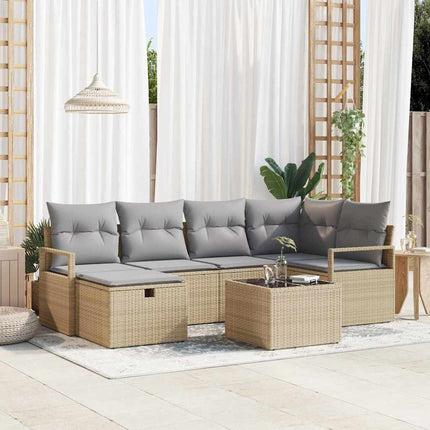 Soffset 7 st 6-Antal sittplatser Beige och Ljusgrå konstrotting