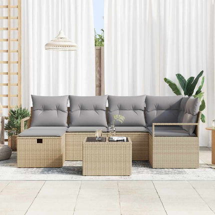 Soffset 7 st 6-Antal sittplatser Beige och Ljusgrå konstrotting