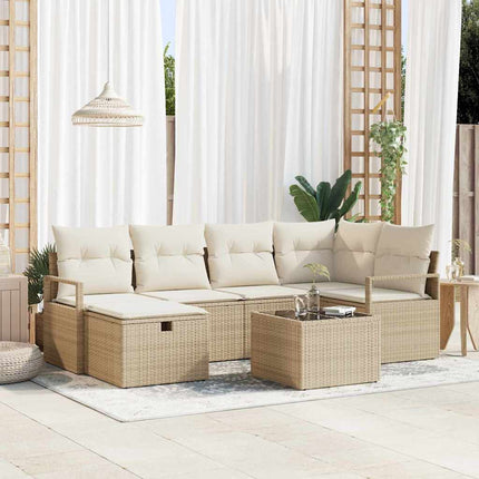 Soffset 7 st 6-Antal sittplatser Beige och gräddfärgad