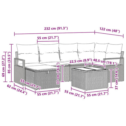 Soffset med kudde med lagring 7 pcs Ljusgrå konstrotting