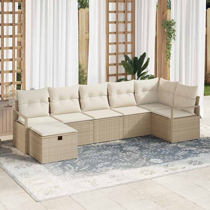 Soffset med kudde 7 pcs Beige och gräddfärgad konstrotting