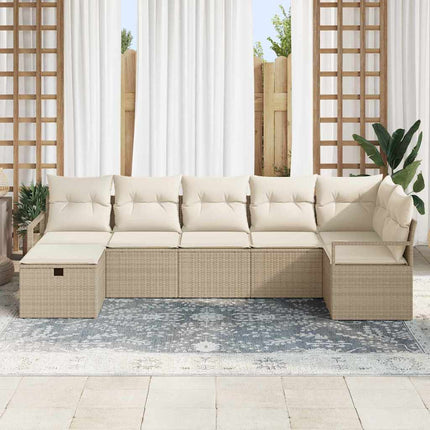 Soffset med kudde 7 pcs Beige och gräddfärgad konstrotting