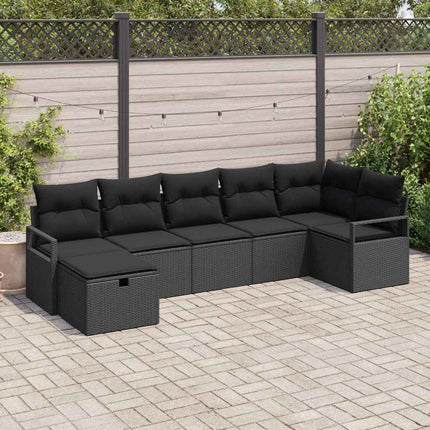 Soffset med kudde med lagring 7 pcs Svart konstrotting