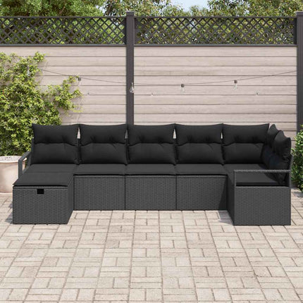 Soffset med kudde med lagring 7 pcs Svart konstrotting