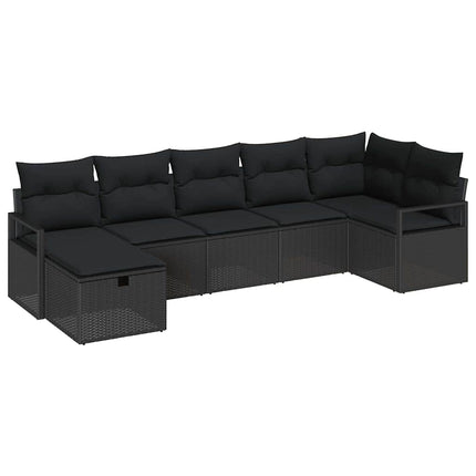 Soffset med kudde med lagring 7 pcs Svart konstrotting